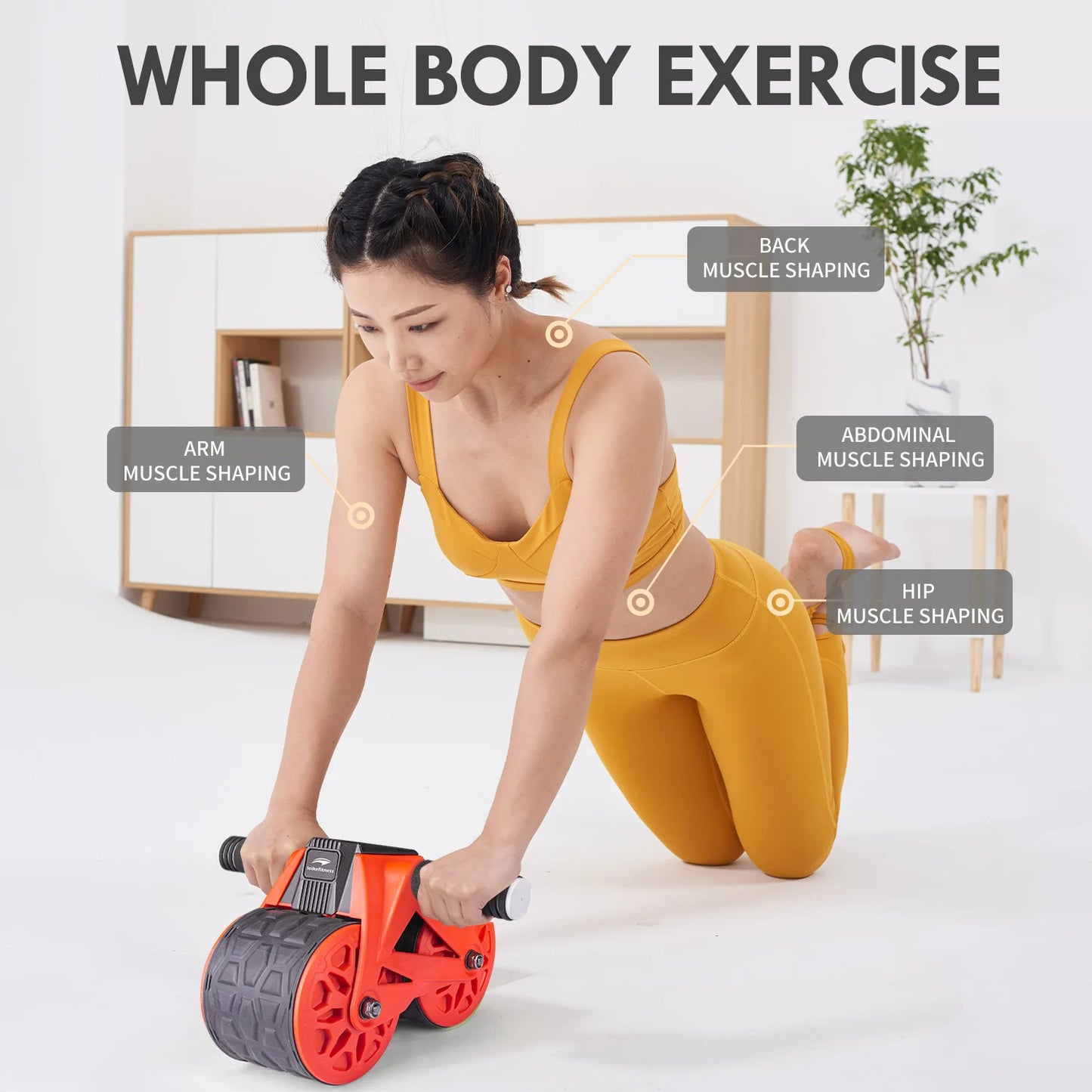 Ab Wheel Roller Automatic Rebound with Knee Pad Mat